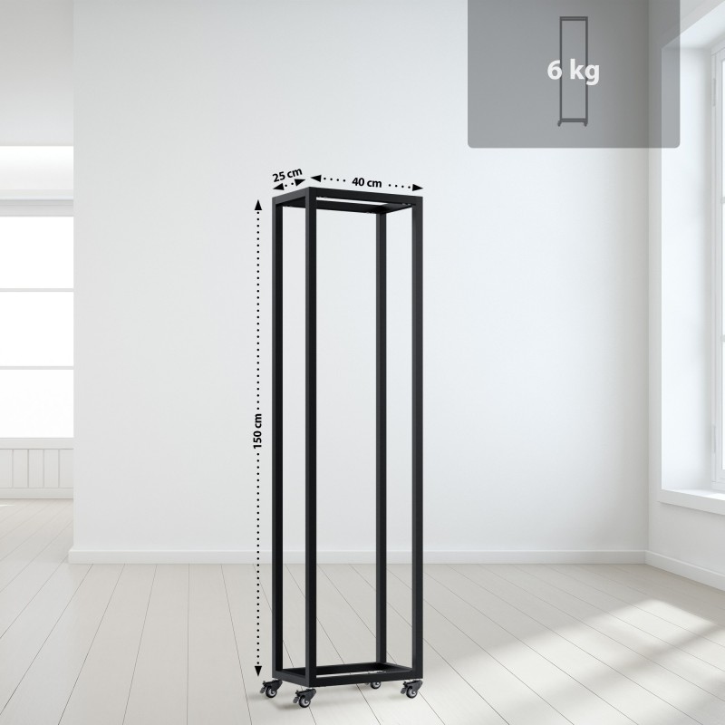 Soporte para leña Hilta 25x40x150 cm negro