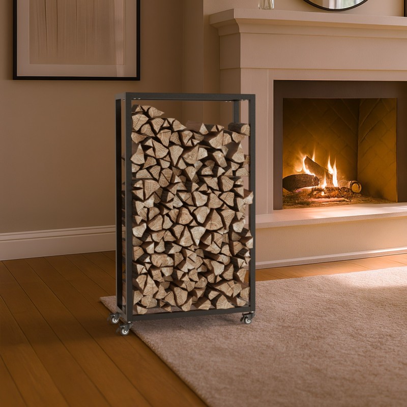 Soporte para leña Hilta 25x60x100 cm negro