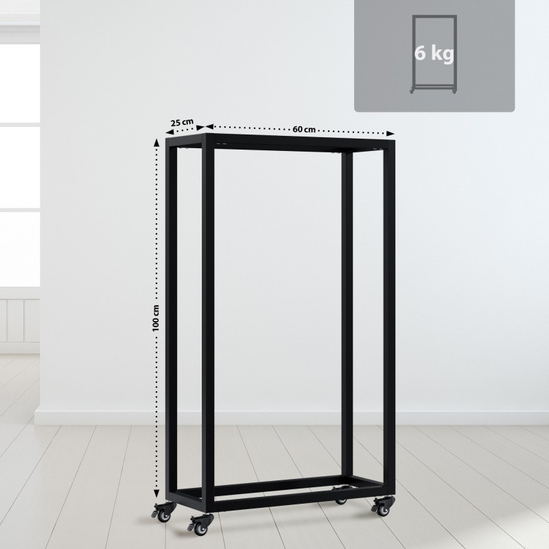 Soporte para leña Hilta 25x60x100 cm negro