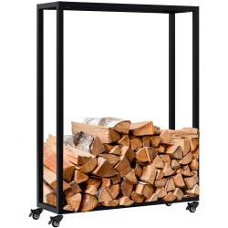 Soporte para leña Hilta 25x80x100 cm negro