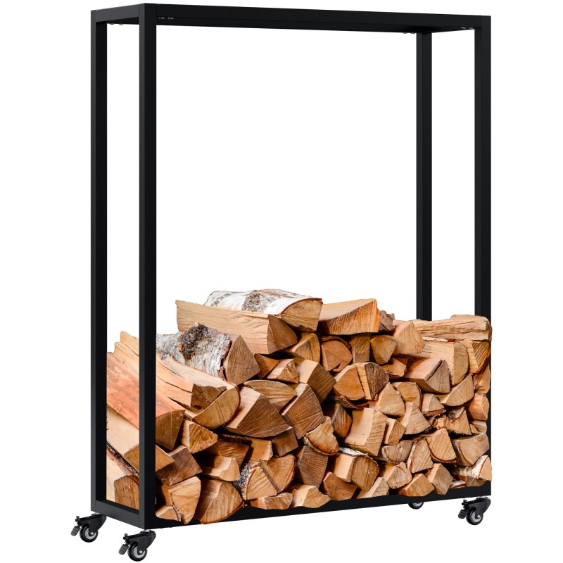 Soporte para leña Hilta 25x80x100 cm negro