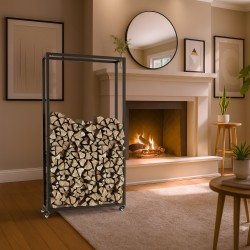 Soporte para leña Hilta 25x80x150 cm negro