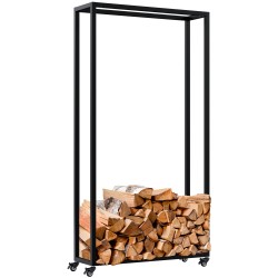 Soporte para leña Hilta 25x80x150 cm negro