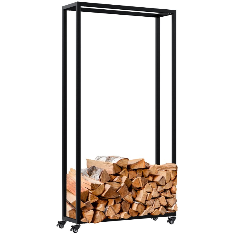Soporte para leña Hilta 25x80x150 cm negro