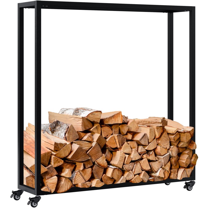 Soporte para leña Hilta 25x100x100 cm negro