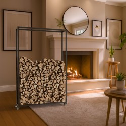 Soporte para leña Hilta 25x100x150 cm negro