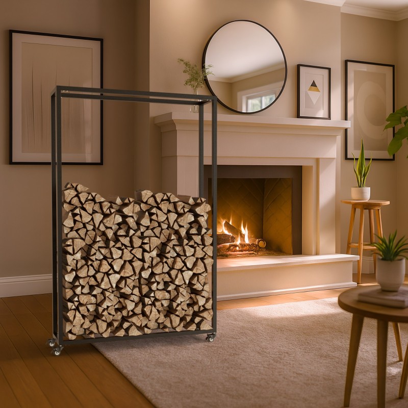 Soporte para leña Hilta 25x100x150 cm negro