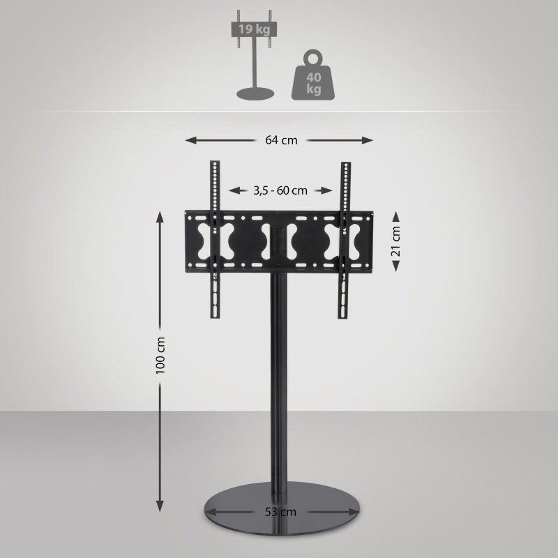 soporte de TV redondo negro mate