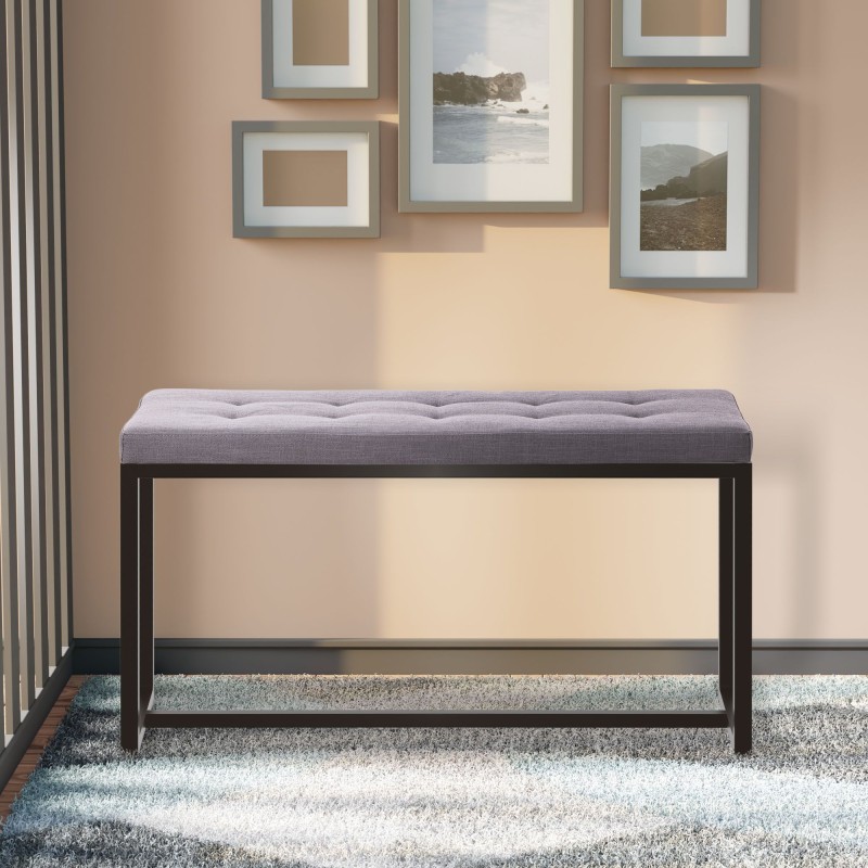 Banco Barci B, tapizado en tela gris oscuro