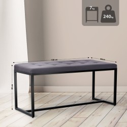 Banco Barci B, tapizado en tela gris oscuro