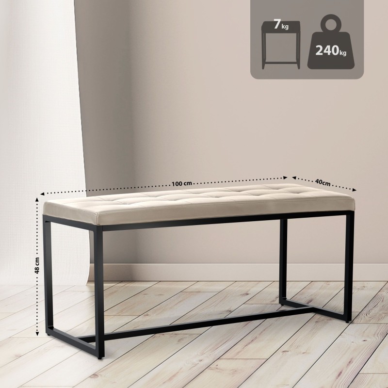 Banco Barci B, imitación de cuero, color crema