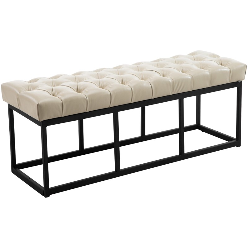 Banco Amun, imitación de cuero B120, color crema