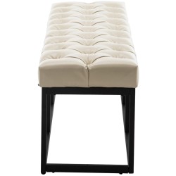 Banco Amun, imitación de cuero B120, color crema