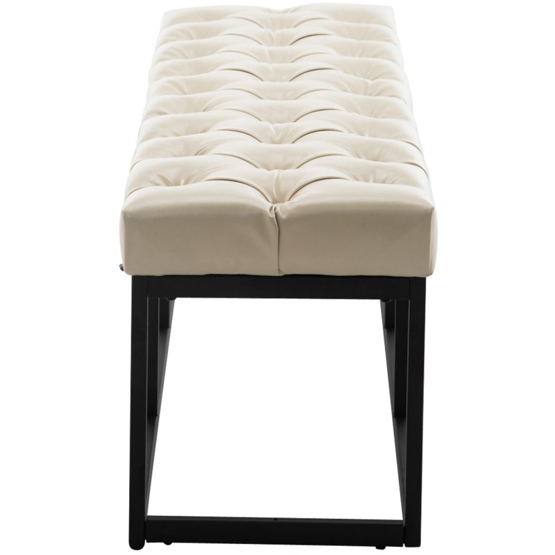 Banco Amun, imitación de cuero B120, color crema