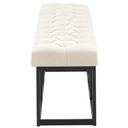 Banco tapizado en tela color crema Amun B150