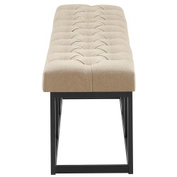 Banco tapizado en tela color topo Amun B150