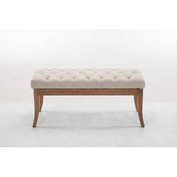 Banco Ramsés, tapizado antiguo de tela clara, 100% crema