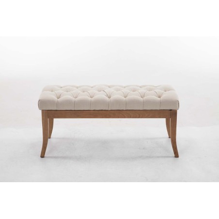 Banco Ramsés, tapizado antiguo de tela clara, 100% crema