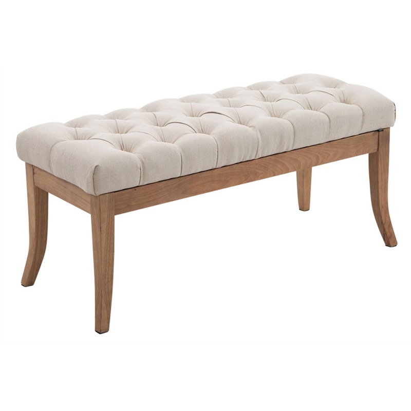 Banco Ramsés, tapizado antiguo de tela clara, 100% crema