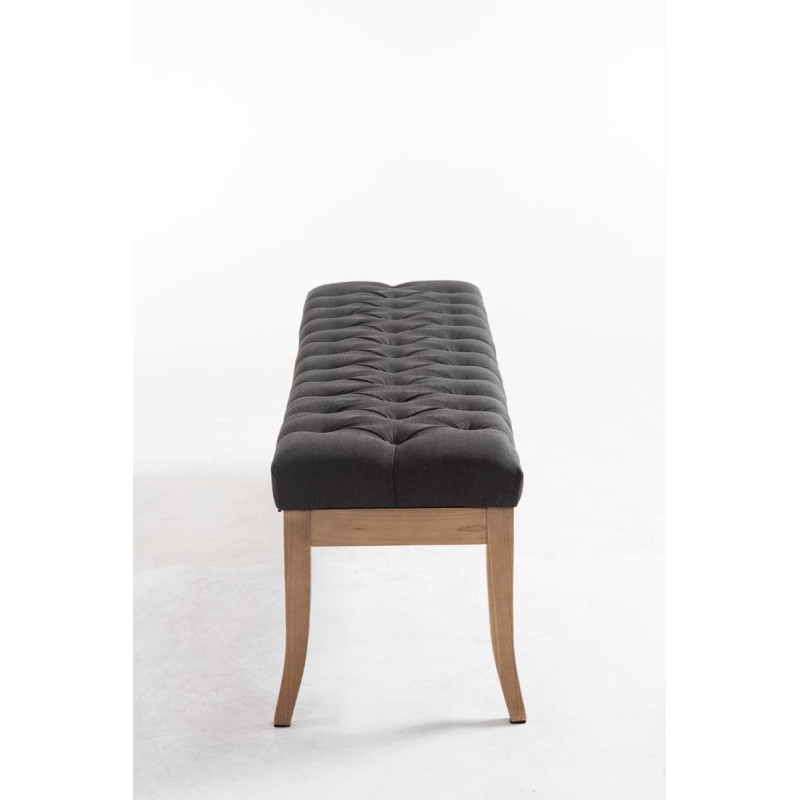 Banco Ramsés, tapizado en tela antigua clara, 150 cm, gris oscuro