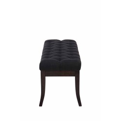 Banco Ramsés, tapizado en tela antigua oscura, 100 cm, negro