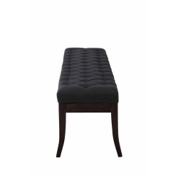 Banco Ramsés, tapizado en tela antigua oscura, 150 cm, negro
