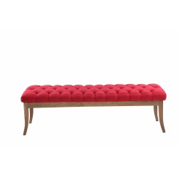 Banco Ramsés, tapizado en tela antigua clara, 150 cm, rojo