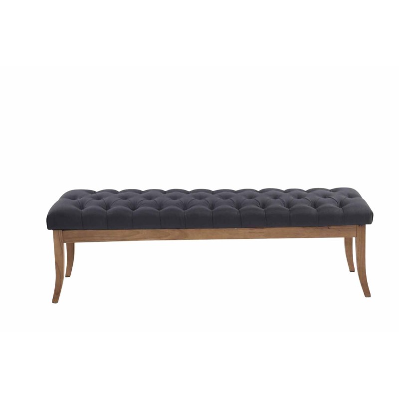 Banco Ramsés, tapizado en tela antigua clara, 150 cm, negro