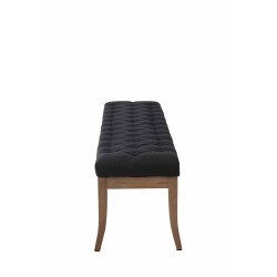Banco Ramsés, tapizado en tela antigua clara, 150 cm, negro