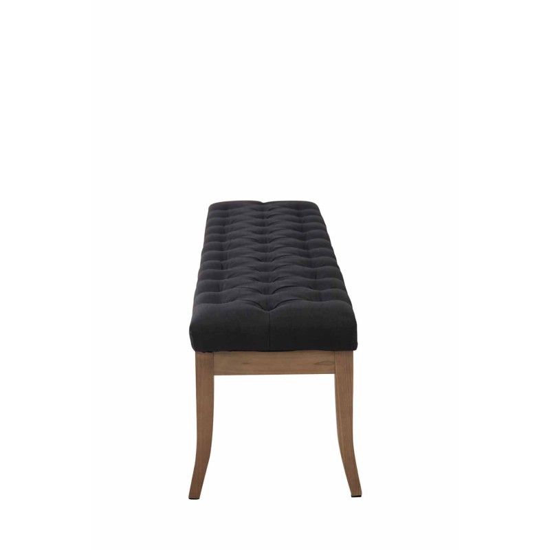 Banco Ramsés, tapizado en tela antigua clara, 150 cm, negro