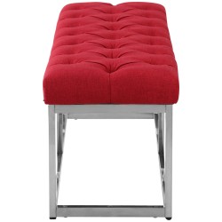 Banco Amun, tapizado en tela, acero inoxidable, 150 cm, rojo