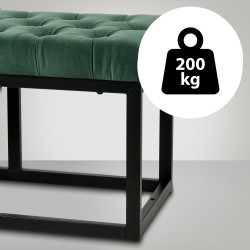 Banco Polson de terciopelo, negro, 150 cm, verde