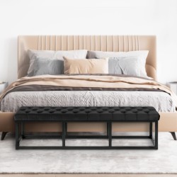 Banco Polson de terciopelo, negro, 150 cm