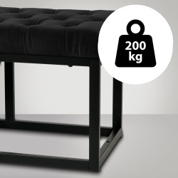 Banco Polson de terciopelo, negro, 120 cm
