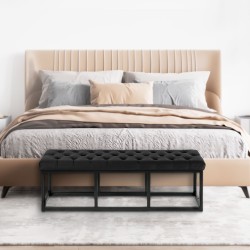 Banco Polson de terciopelo, negro, 120 cm