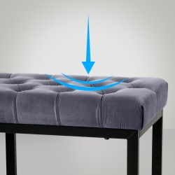 Banco Polson de terciopelo, negro, 150 cm, gris