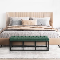 Banco Polson de terciopelo, negro, 120 cm, verde