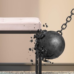 Banco Barci B en terciopelo gris claro