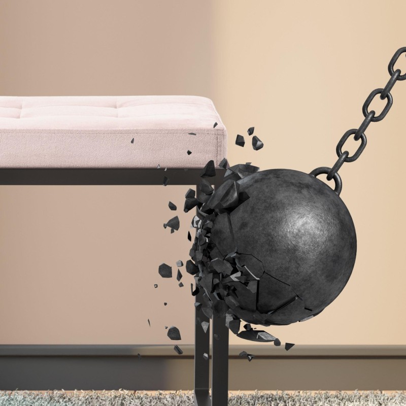 Banco Barci B en terciopelo gris claro