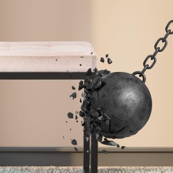 Banco Barci B en terciopelo color crema