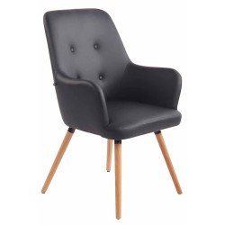 Sillón orejero Aarhus en piel sintética negra natural