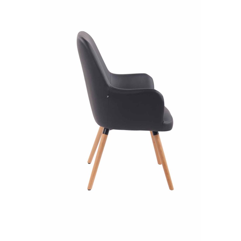 Sillón orejero Aarhus en piel sintética negra natural