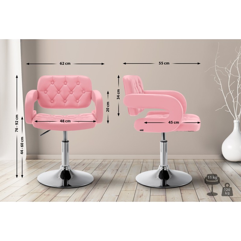 Sillón orejero Dublin en piel sintética rosa