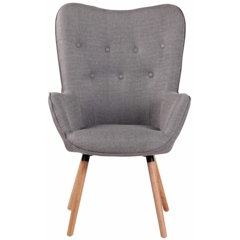 Sillón orejero Ashford en tela gris natural