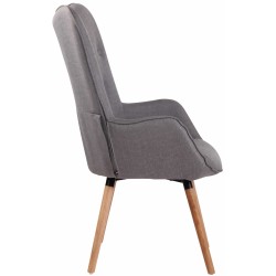 Sillón orejero Ashford en tela gris natural