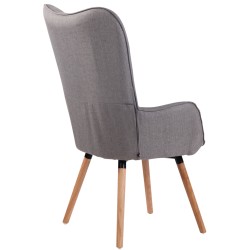 Sillón orejero Ashford en tela gris natural