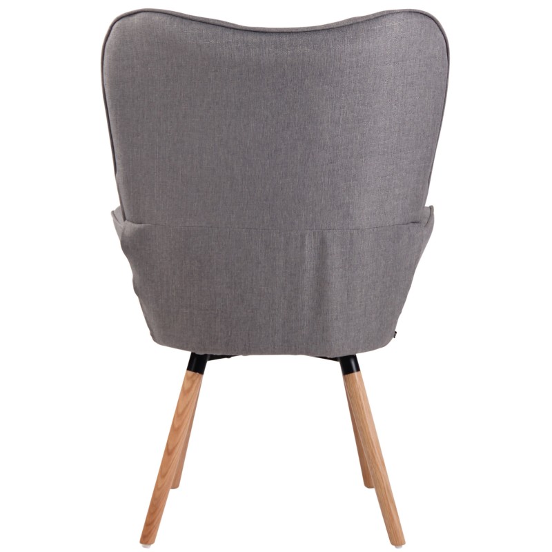 Sillón orejero Ashford en tela gris natural