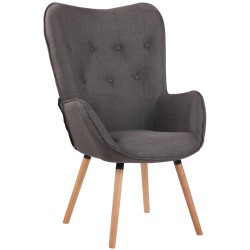 Sillón orejero Ashford en tela Natura gris oscuro