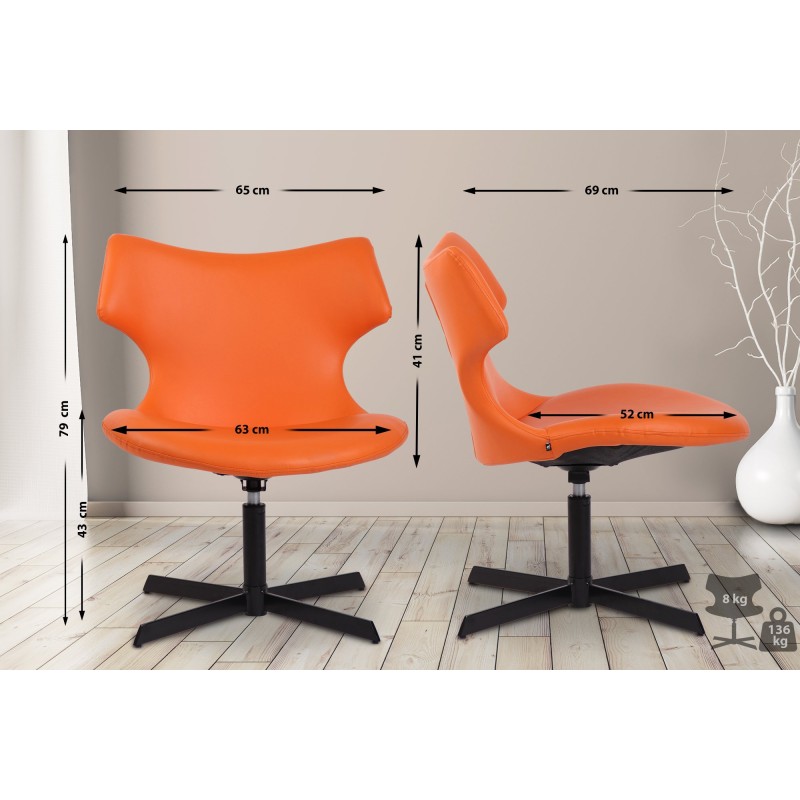 Sillón orejero Welland en piel sintética naranja