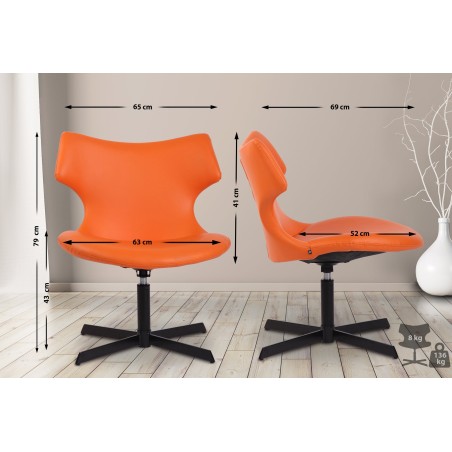Sillón orejero Welland en piel sintética naranja